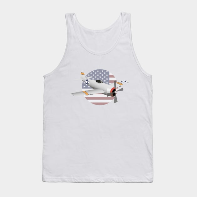 WW2 P-47 Thunderbolt Airplane Tank Top by NorseTech